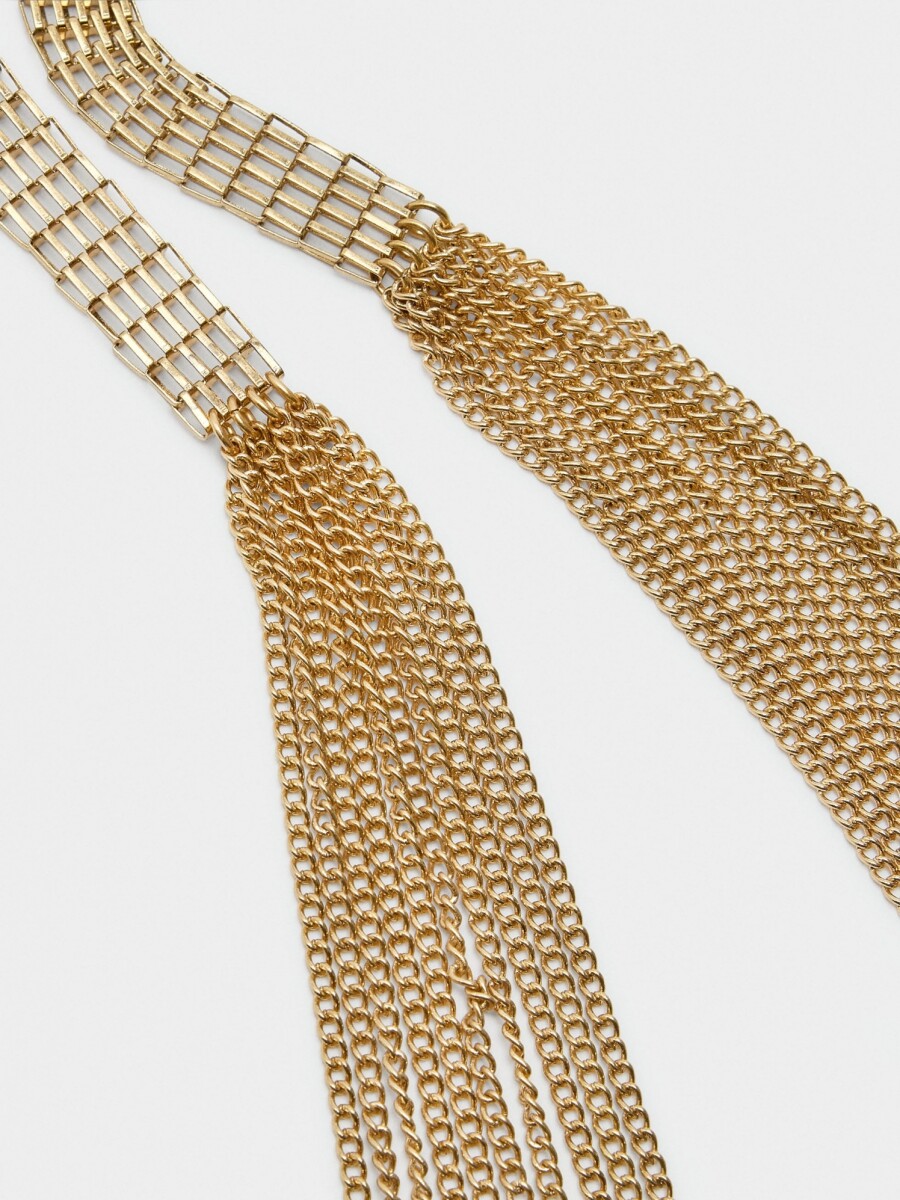 Collar Largo Con Múltiples Cadenas dorado