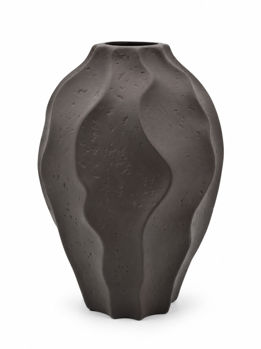 FLORERO DE CERAMICA ONDAS - NEGRO. 