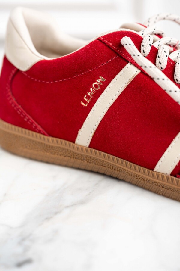 Zapatilla Gamuza Cuero Rojo