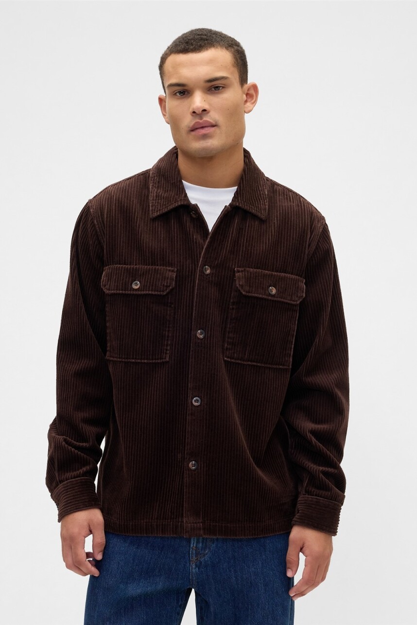 Sobrecamisa De Pana Hombre Dark Brown 1