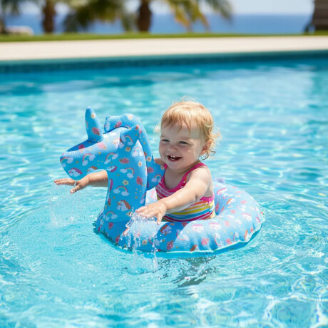 Flotador Infantil Asiento Inflable p/Piscina Recubierto Mesh Celeste