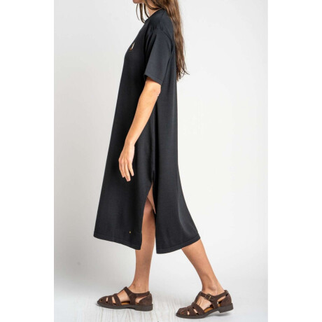 Vestido Tejido Con Bordado Negro