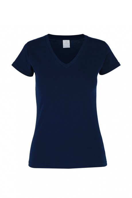 Camiseta escote en v dama Azul marino
