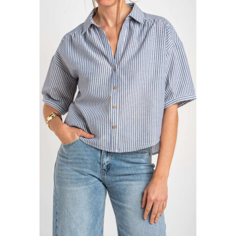 Camisa Rayada Azul
