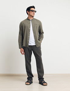 011954 CAMISA HARRINGTON LABEL LINO Oliva