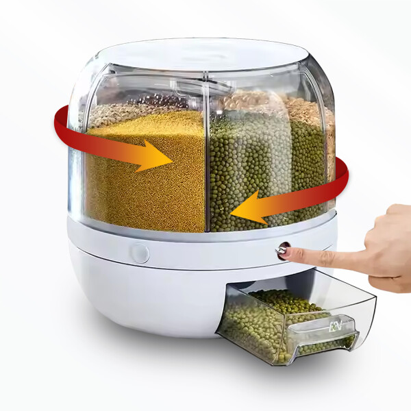 Dispenser de Cereales Giratorio IMBACK Gigante Contenedor con 6 Compartimentos y Dosificador Dispenser de Cereales Giratorio IMBACK Gigante Contenedor con 6 Compartimentos y Dosificador