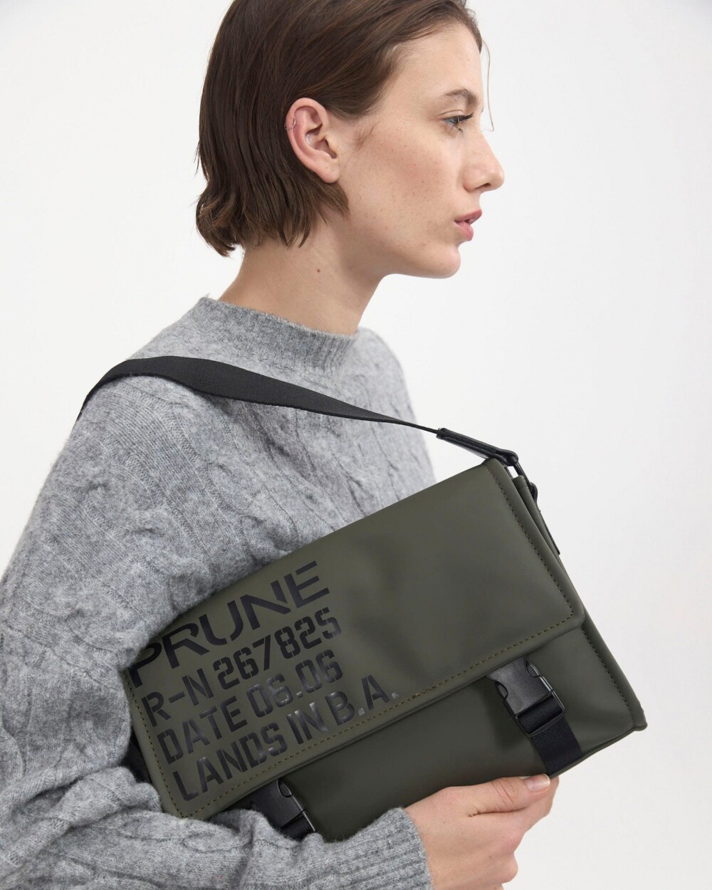 Bandolera Daily en efecto cuero rubber Verde