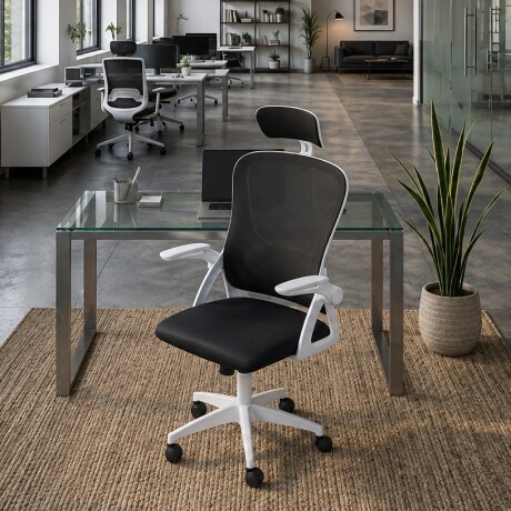 SILLA DE OFICINA ASIENTO ERGONÓMICA ESCRITORIO GIRATORIA REGULABLE APOYABRAZOS NEGRO