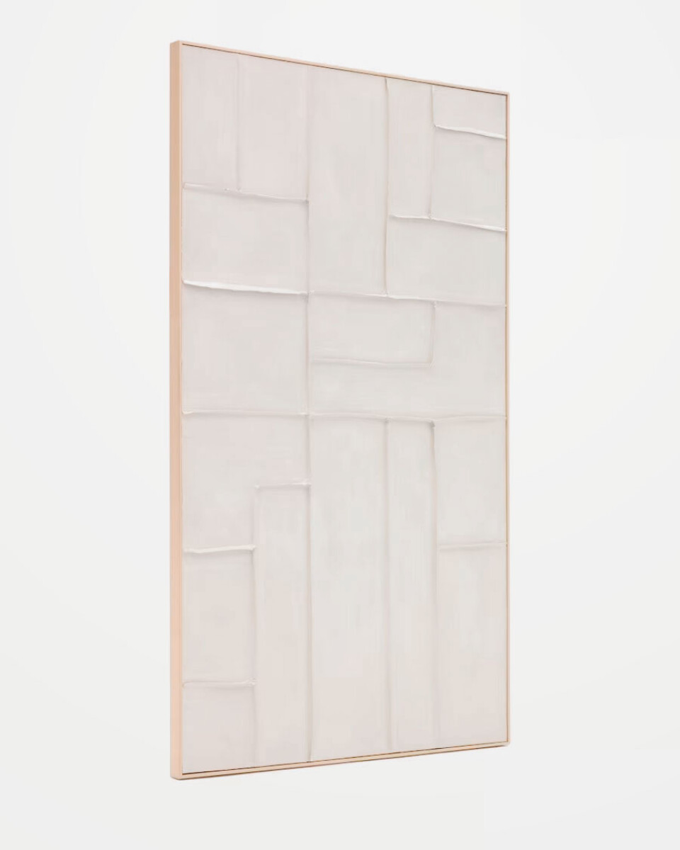 Cuadro Klis de lino con formas geométricas blanco - 120 x 200 cm 