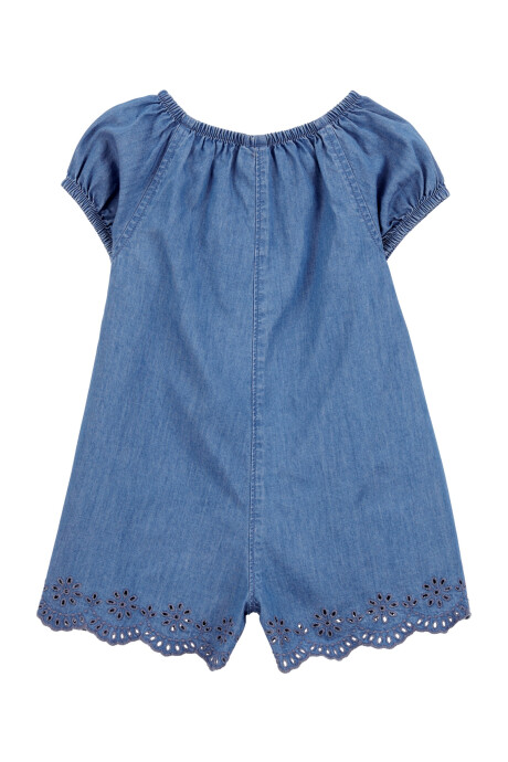 Monito corto de chambray, orillo con ojales Monito corto de chambray, orillo con ojales