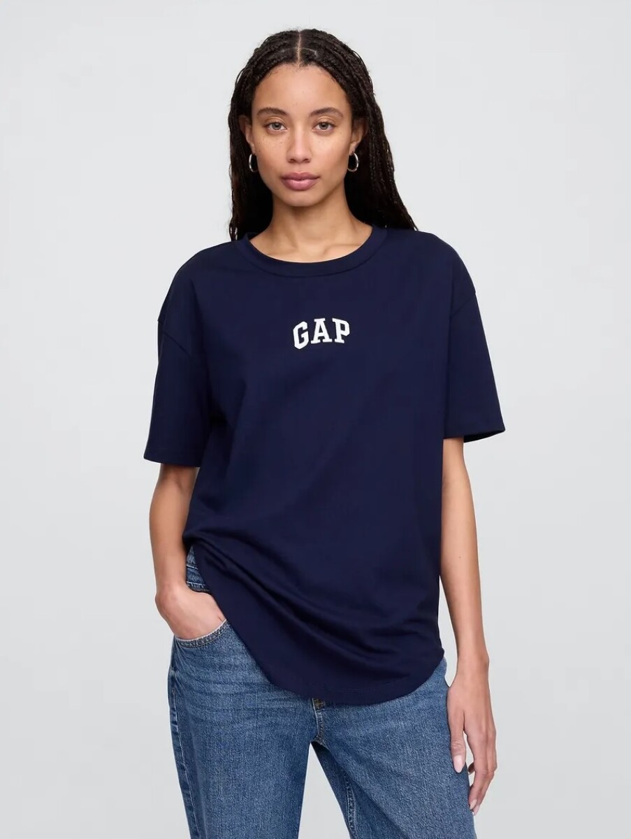 Remera Boyfriend Logo Gap Mujer - Navy Uniform 