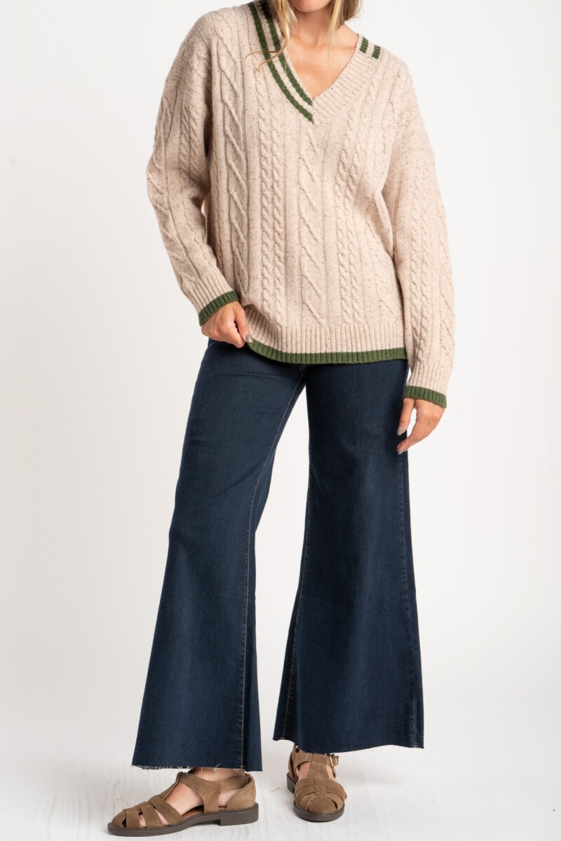 Sweater Lana Escote V Nacar