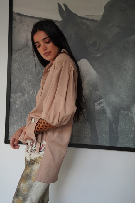 Camisa Puño Lino Beige