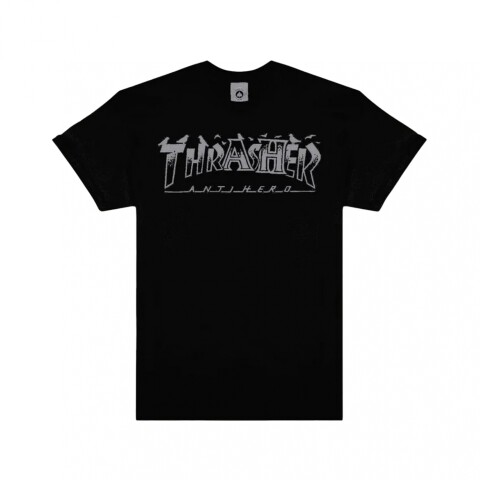 REMERA THRASHER X ANTI HERO PIGEON MAGAZINE Black