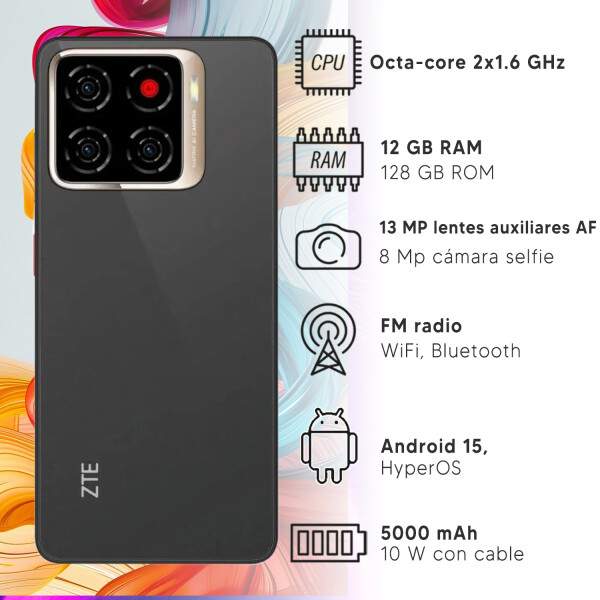 Zte Blade A56 Ram 12gb 128gb Micro Sd Radio Fm Huella CEL ZTE A56 12/256 BLACK