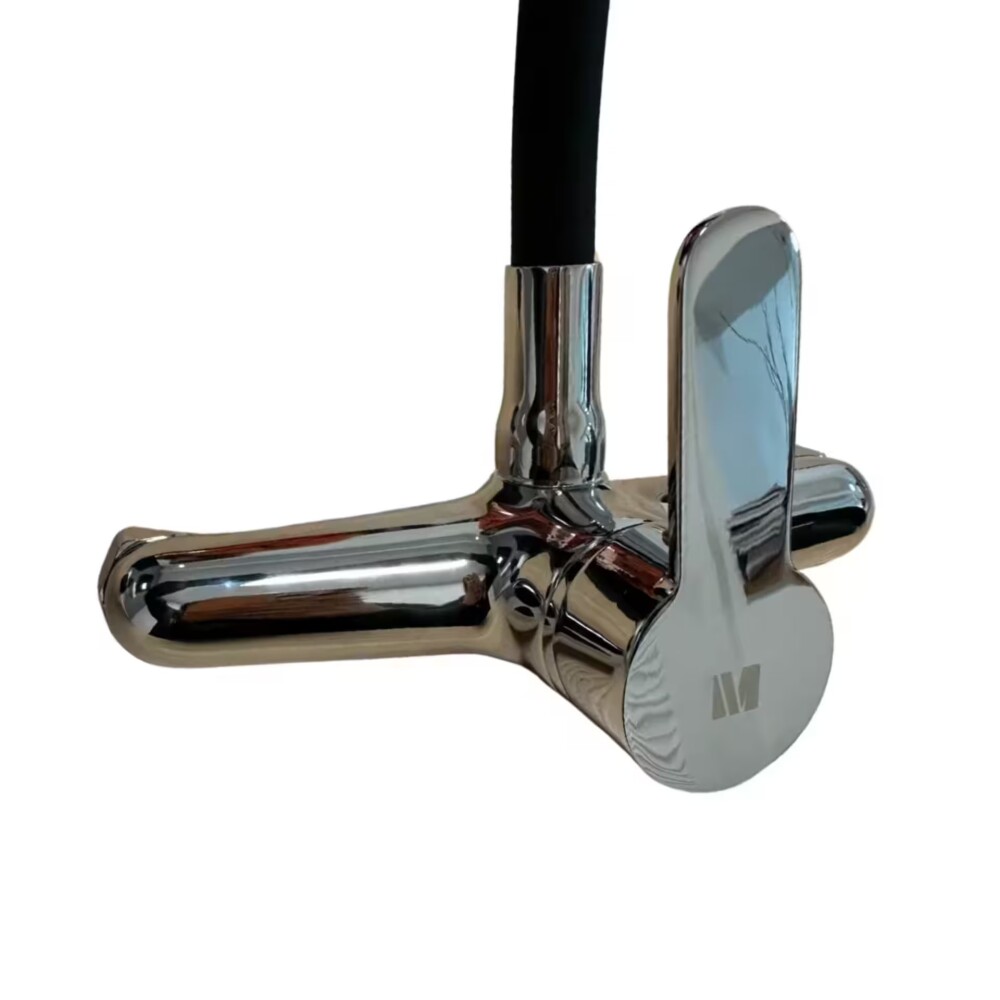 Grifería de Cocina Monocomando de pared pico Flexible Negro Murdock Cromado Brillante Grifería De Cocina Monocomando De Pared Pico Flexible Negro Murdock Cromado Brillante