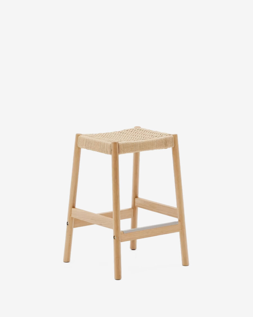 Taburete Yalia de madera maciza de roble con acabado natural y cuerda altura 65 cm FSC100% 