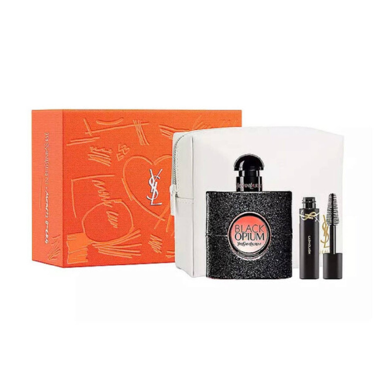 Set Perfume Ysl Black Opium EDP + Mini Lash Clash + Pouch (50ml+5ml+1uni) 