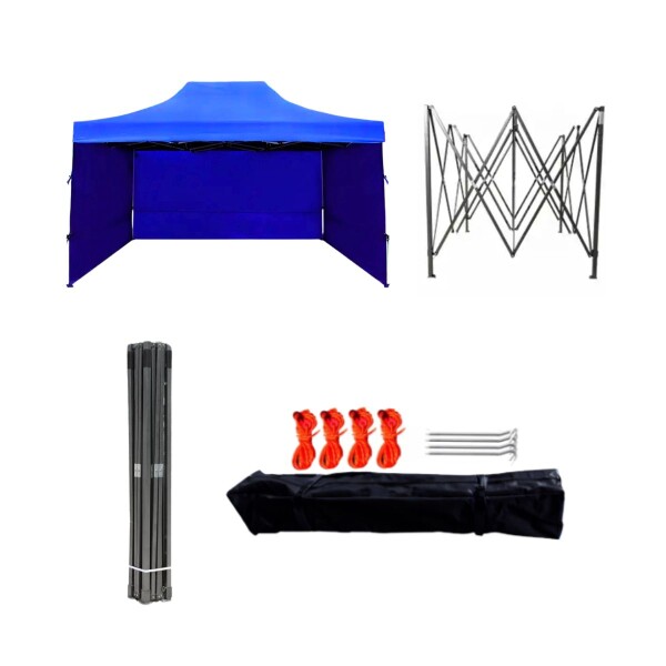 Gazebo Plegable con Paredes 3x4,5 Para Playa o Jardín Autoarmable Color Azul Gazebo Plegable con Paredes 3x4,5 Para Playa o Jardín Autoarmable Color Azul
