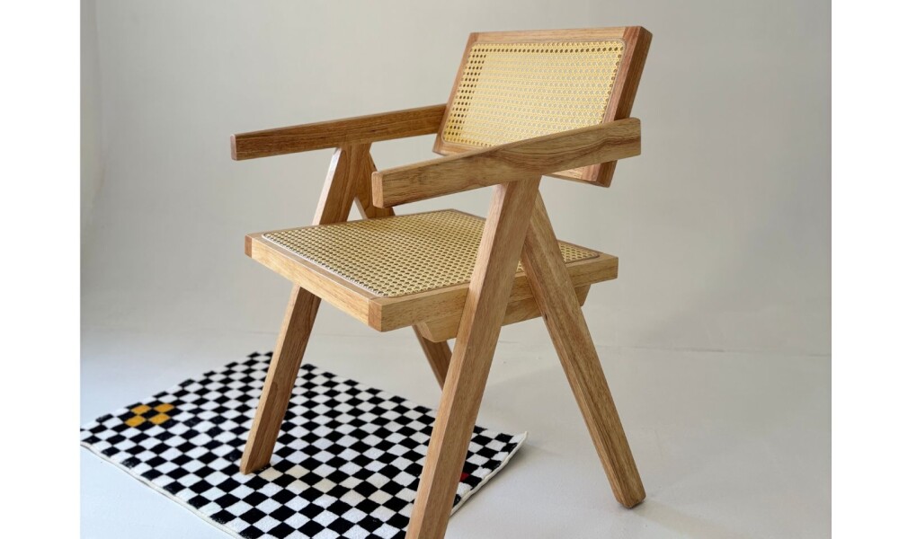 Silla Rattan en Madera Natural