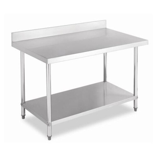 Mesa de Trabajo Inox. 1.2 m con estante inferior y respaldo sanitario Perpetua Mesa de Trabajo Inox. 1.2 m con estante inferior y respaldo sanitario Perpetua
