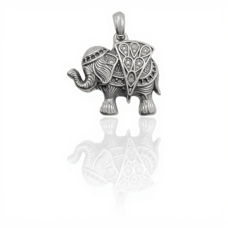 Dije Colgante Elefante-Plata 925 quemada inflada-Sin Piedra-CP3357 sinpiedra