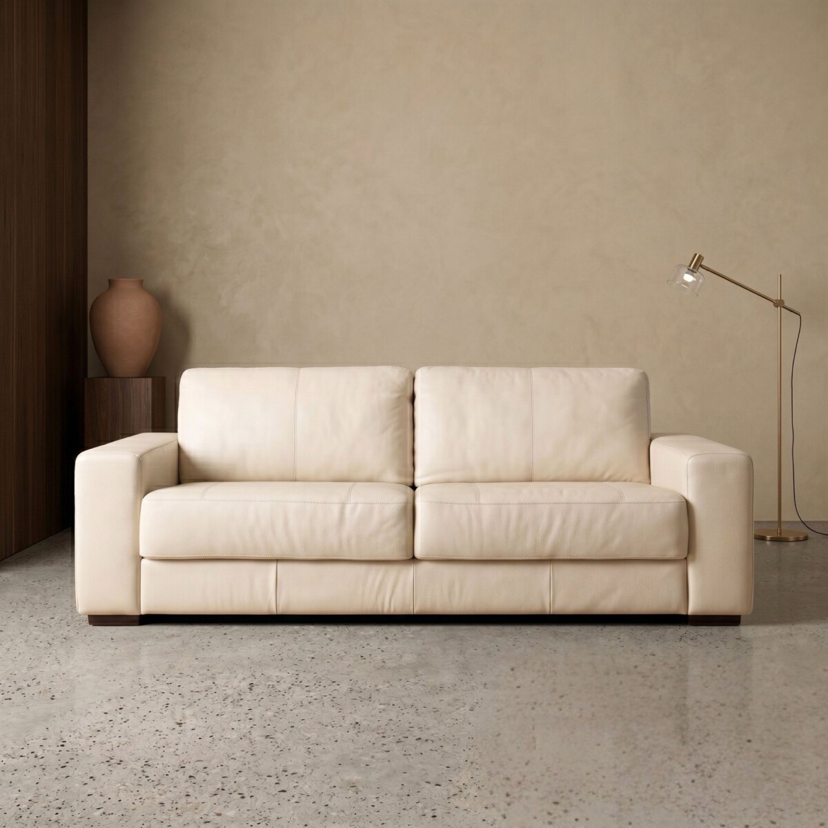 Sillón 3 cuerpos Como - 100% Cuero - Arena 