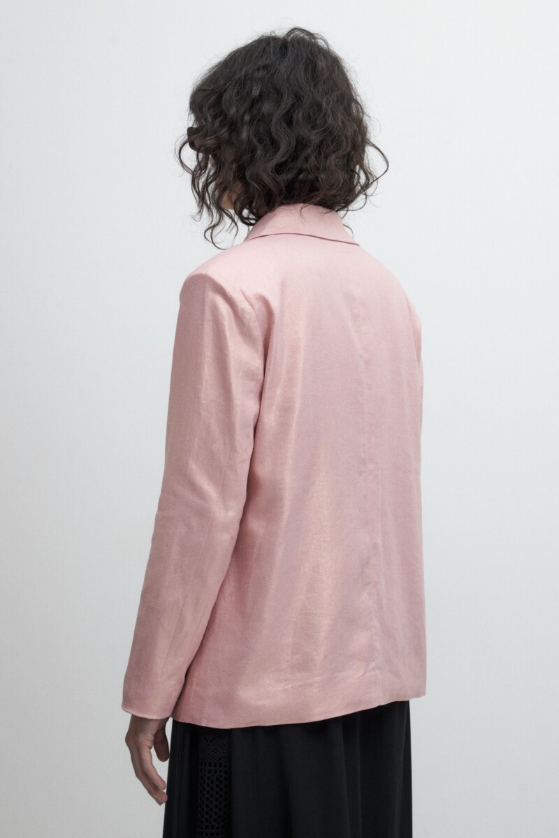 Blazer de lino oversize metalizado rosa
