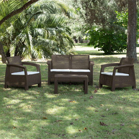 Juego de Jardín Santorini - 2 cuerpos, 2 butacas y mesa Moka