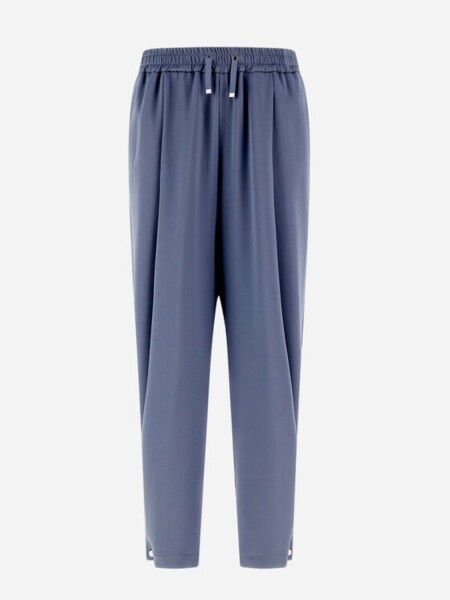 Herno - Pantalón de cintura ajustable con efecto satinado Celeste