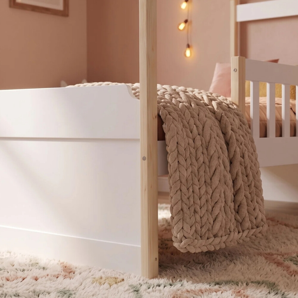 Cama Cabaña 1 Plaza Madera Natural MDF - Arredus Cama Cabaña 1 Plaza Madera Natural MDF - Arredus