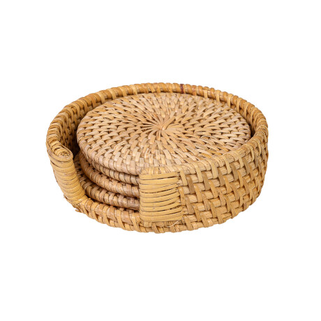 SET 4 POSAVASOS RATTAN NATURAL-BEIGE CRRT 1405