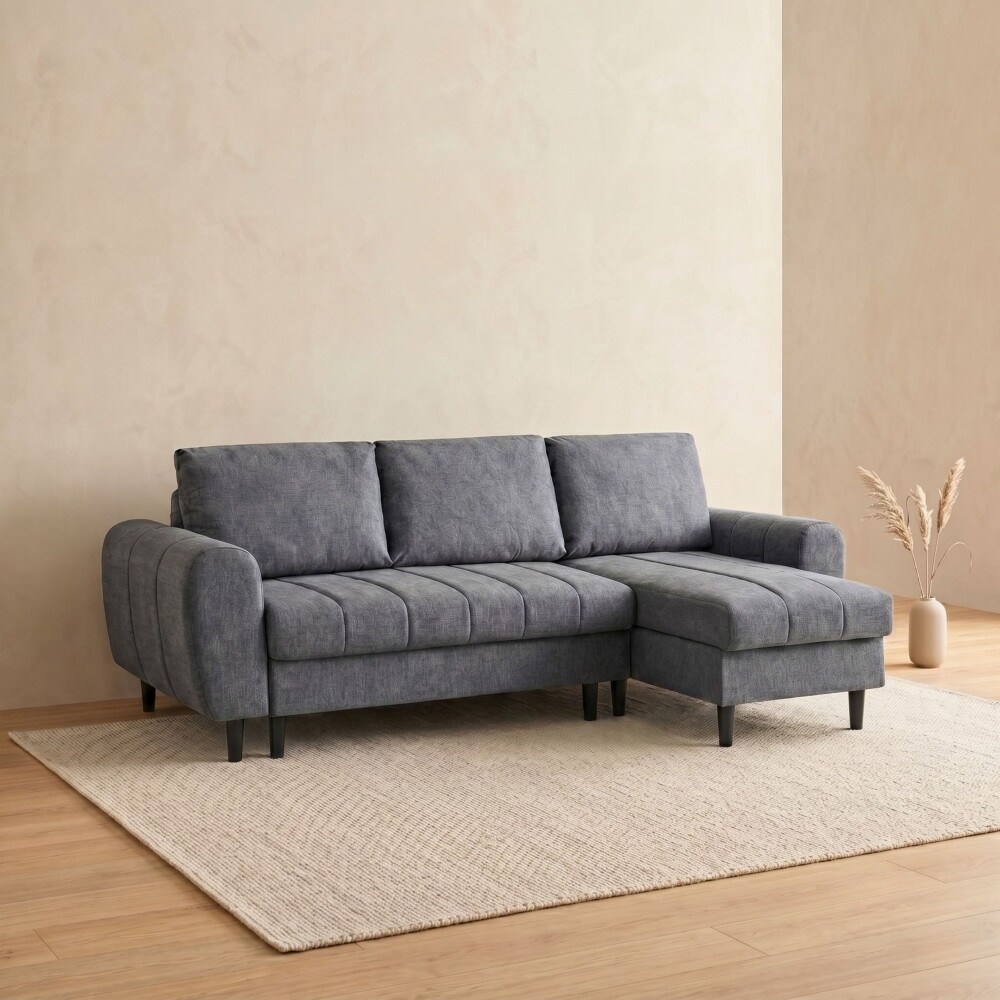 Sillón Esquinero con Baúles amplios - Amo Gris Oscuro
