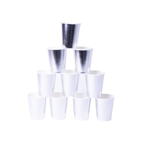 OUTLET Vasos descartables plateados x 10 pcs 7*8.5cm Unica