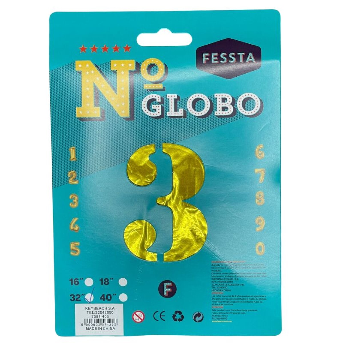 Globo Fessta Número 40 Pulgadas Dorado - TRES 