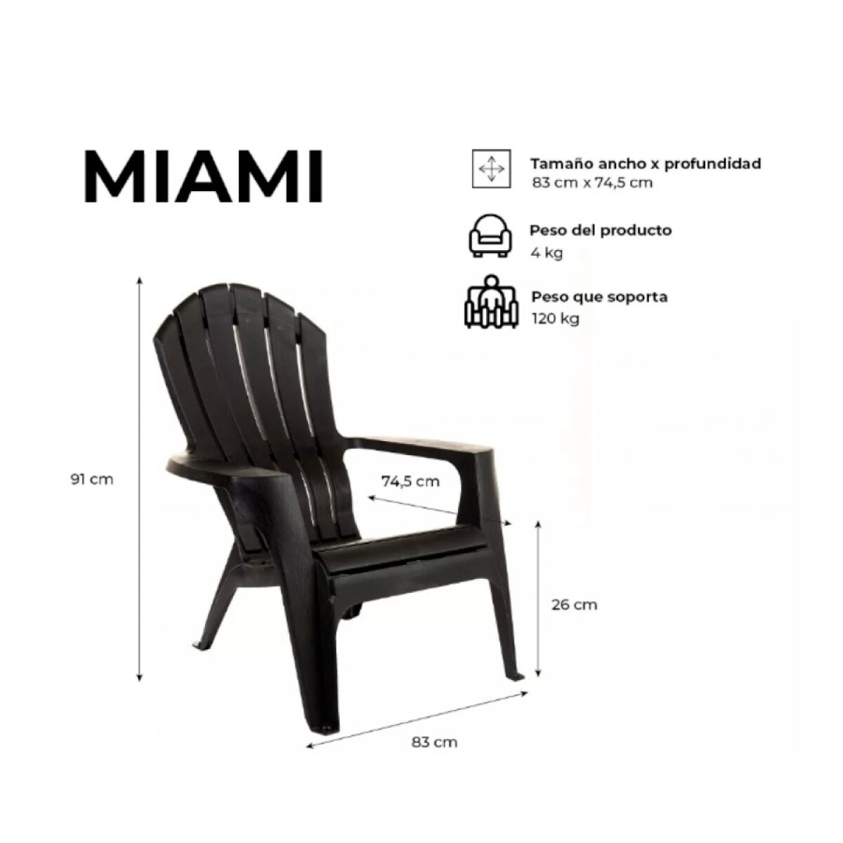 Sillón Miami Negro Gardenlife 