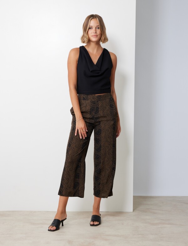 Pantalon Ancho Print NEGRO/TOSTADO