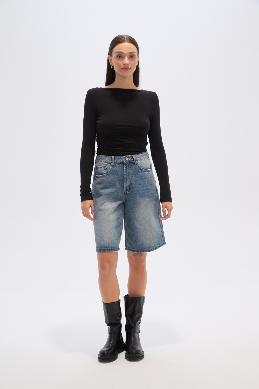 Bermuda Mileno Azul Grisaceo