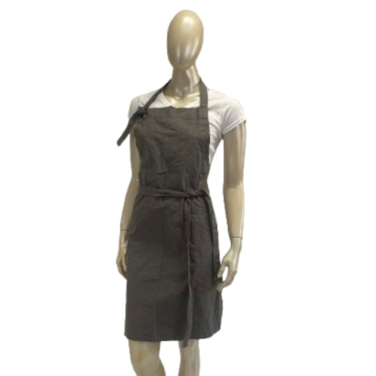 Delantal Brin con peto, sin bolsillo, con ajuste en cintura y cuello - Gris oscuro 