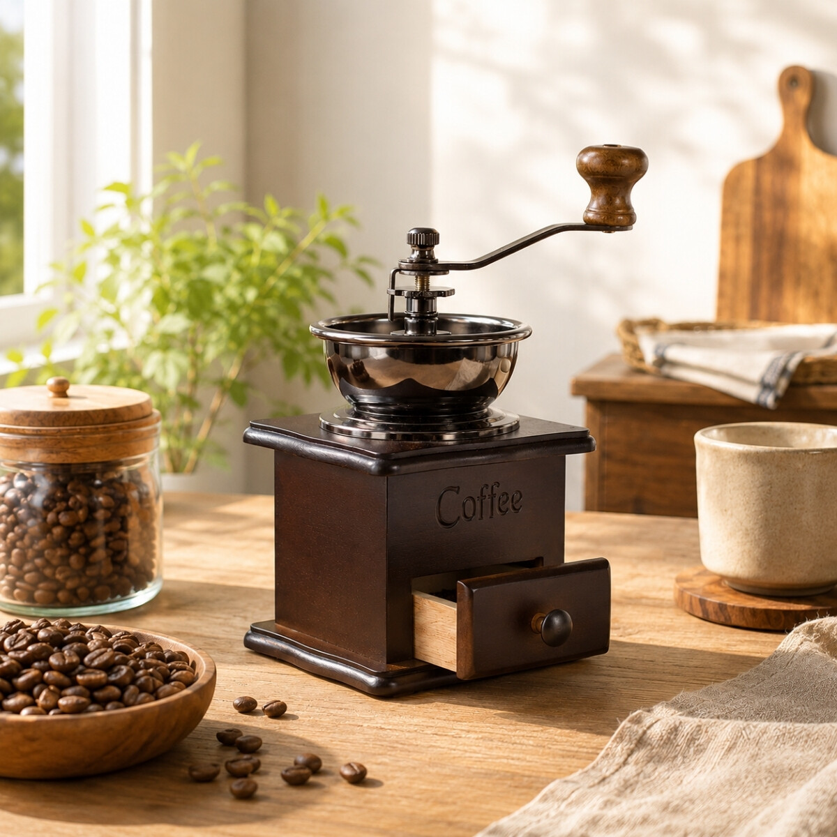Molinillo manual de café en madera - MARRON 