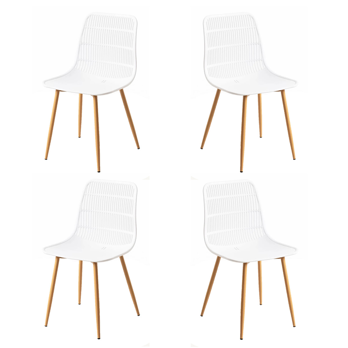 Kit x4 Silla Alaska - Blanco · Patas de Metal con simil Madera 