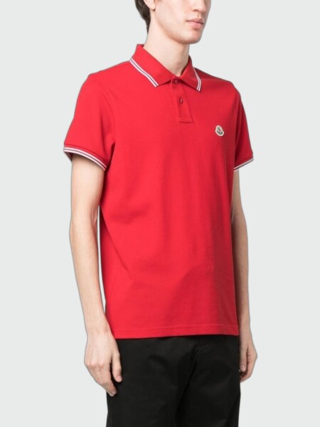Moncler - Remera polo confeccionada en piqué de algodón Rojo