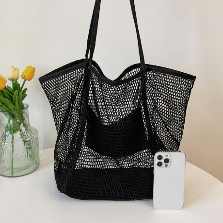 Bolso Calado Para Playa Con Bolsillo Negro