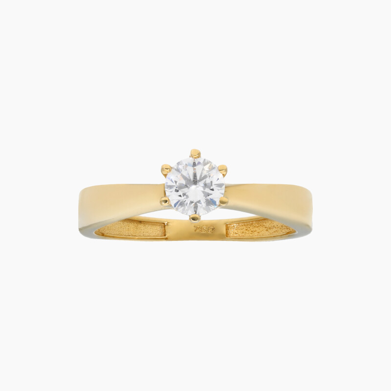 Anillo Solitario de Oro 18K con circonia Central Anillo Solitario De Oro 18k Con Circonia Central