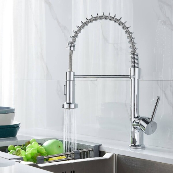 Grifo Canilla Monocomando Flexible Extensible Cocina Mesa Color Variante Plateado