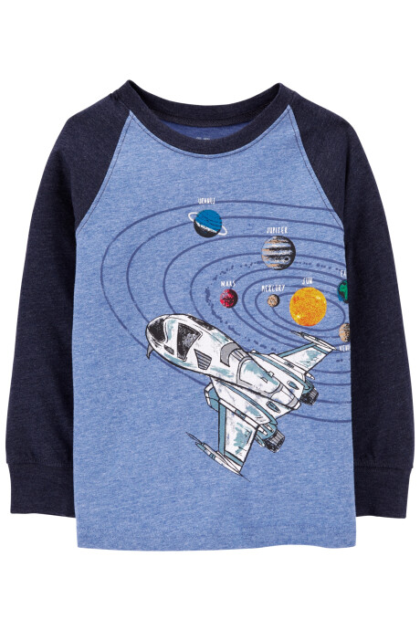 Camiseta con estampado de sistema solar delante y detrás 0