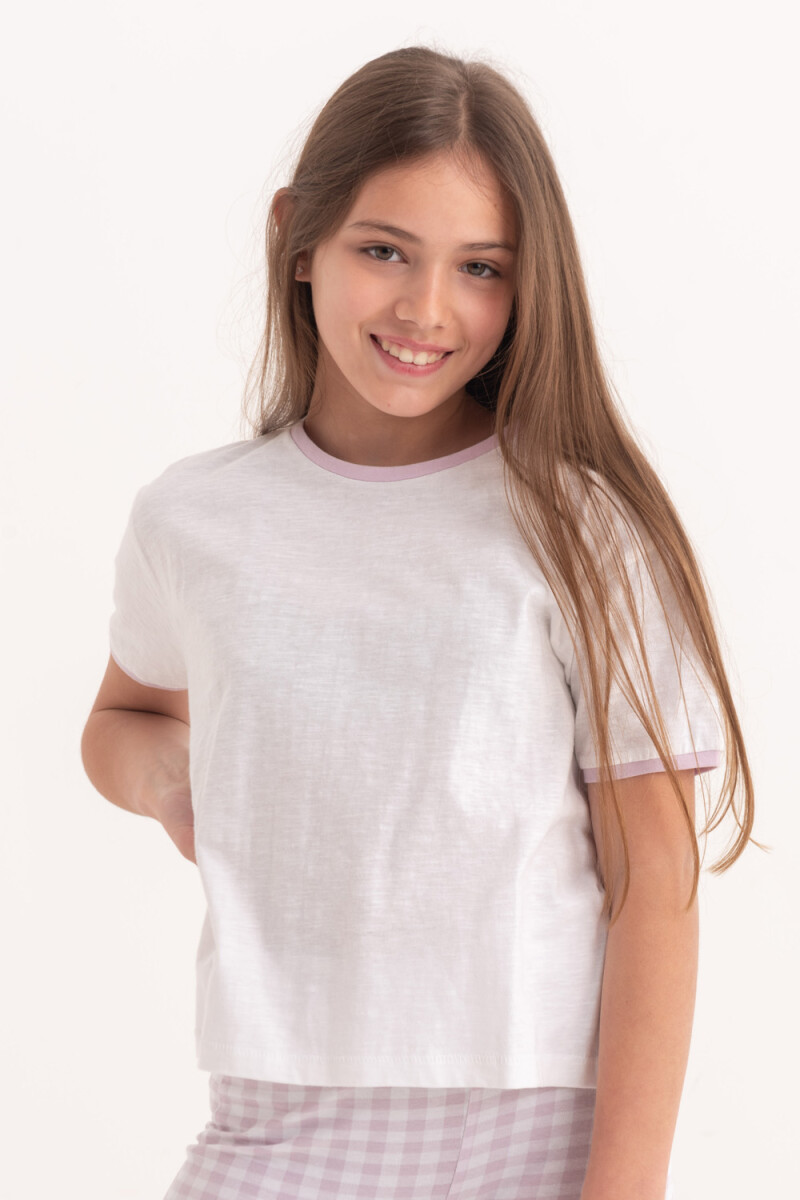 Camiseta manga corta contraste - Lila 