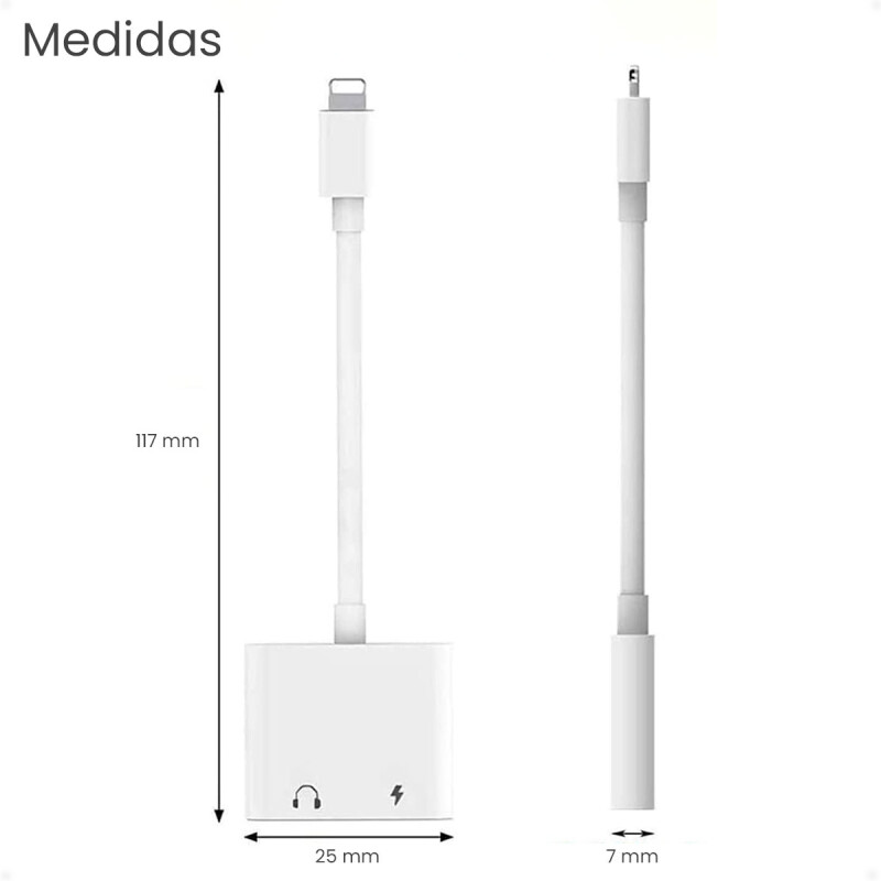 Adaptador de Audio Lightning a Jack 3.5 mÃ¡s carga Lightning adicional Compatible para iPhone Adaptador de Audio Lightning a Jack 3.5 mÃ¡s carga Lightning adicional Compatible para iPhone