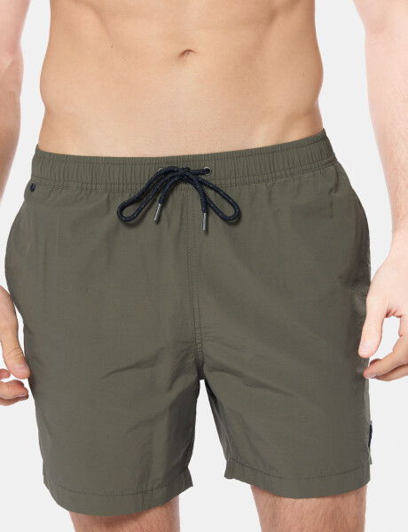 SHORT DE BAÑO LISO Verde Oscuro