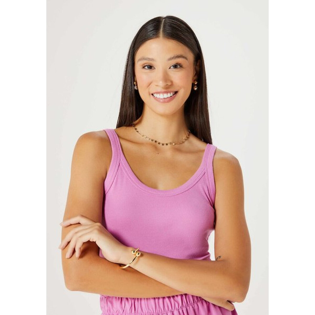 CAMISETA REGATA FEM - ROSA/GRAFITO 